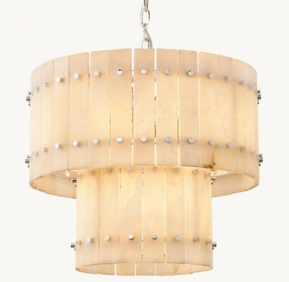 San Marco Alabaster Round 2-Tiered Chandelier - Dawn Lamps