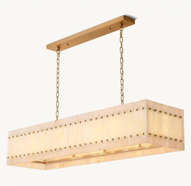 San Marco Alabaster Linear Chandelier 54" 72" - Dawn Lamps