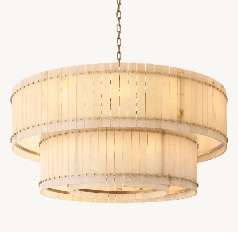 San Marco Alabaster Round 2-Tiered Chandelier - Dawn Lamps
