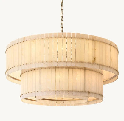 San Marco Alabaster Round 2-Tiered Chandelier - Dawn Lamps