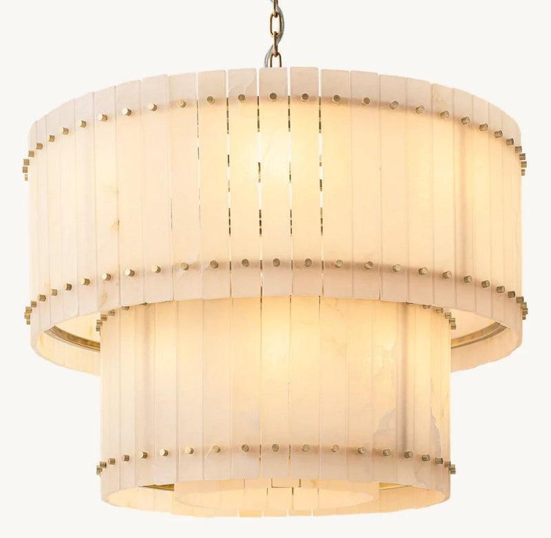 San Marco Alabaster Round 2-Tiered Chandelier - Dawn Lamps