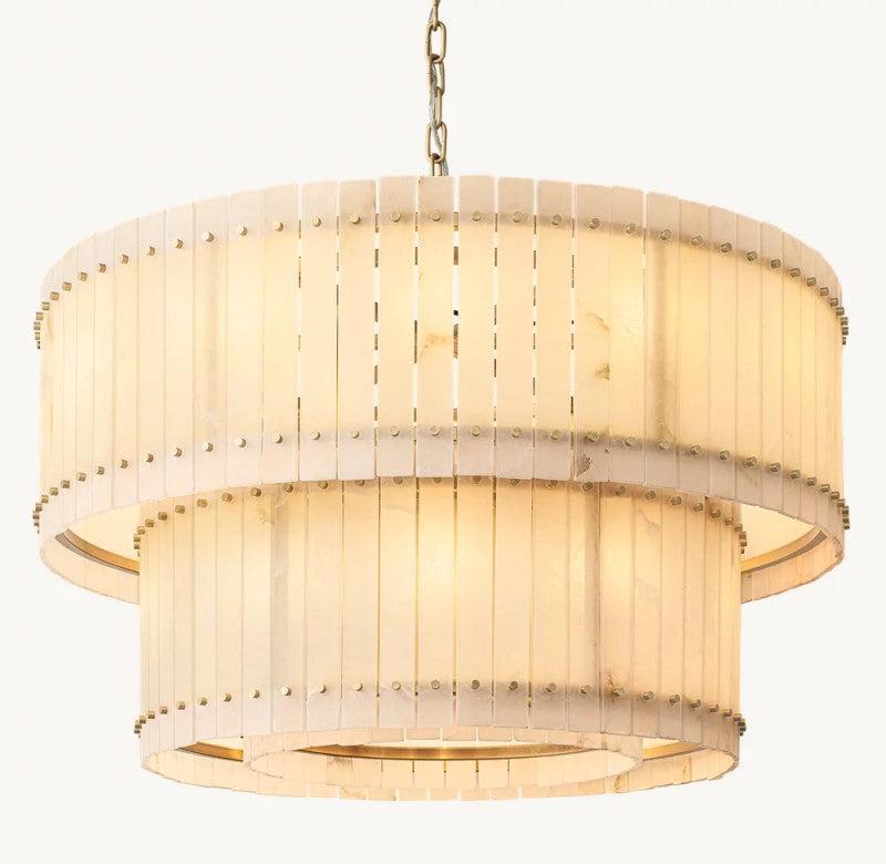 San Marco Alabaster Round 2-Tiered Chandelier - Dawn Lamps
