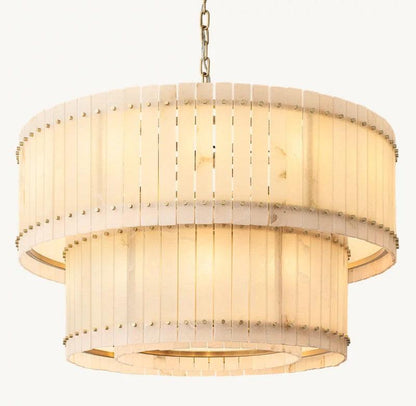 San Marco Alabaster Round 2-Tiered Chandelier - Dawn Lamps