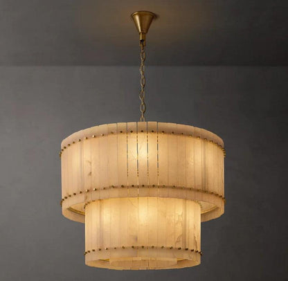 San Marco Alabaster Round 2-Tiered Chandelier - Dawn Lamps