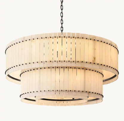 San Marco Alabaster Round 2-Tiered Chandelier - Dawn Lamps