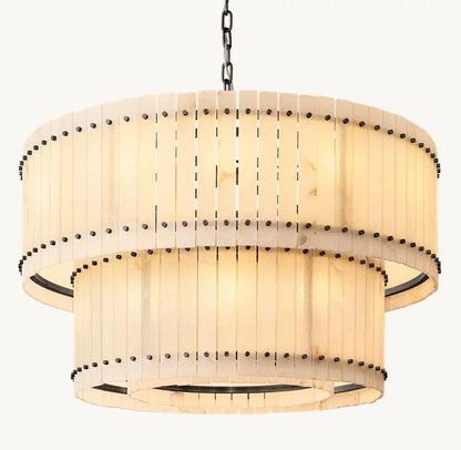 San Marco Alabaster Round 2-Tiered Chandelier - Dawn Lamps