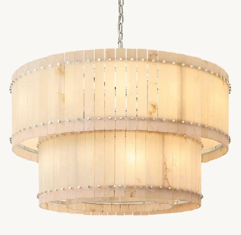 San Marco Alabaster Round 2-Tiered Chandelier - Dawn Lamps