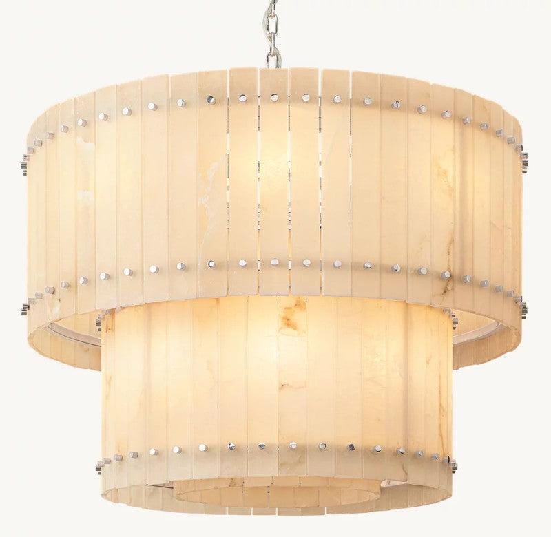 San Marco Alabaster Round 2-Tiered Chandelier - Dawn Lamps