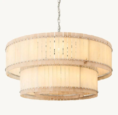 San Marco Alabaster Round 2-Tiered Chandelier - Dawn Lamps