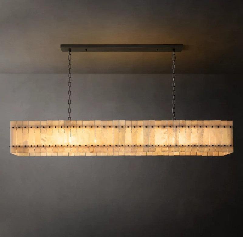 San Marco Alabaster Linear Chandelier 54" 72" - Dawn Lamps