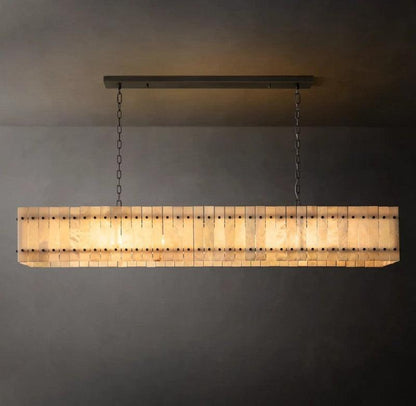San Marco Alabaster Linear Chandelier 54" 72" - Dawn Lamps