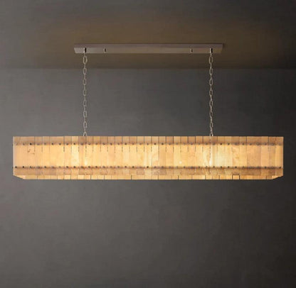San Marco Alabaster Linear Chandelier 54" 72" - Dawn Lamps