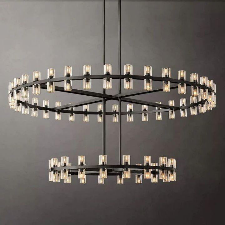 Arcachon Round 2-Tier Chandelier 60" For Dining Room Kitchen island - Dawn Lamps
