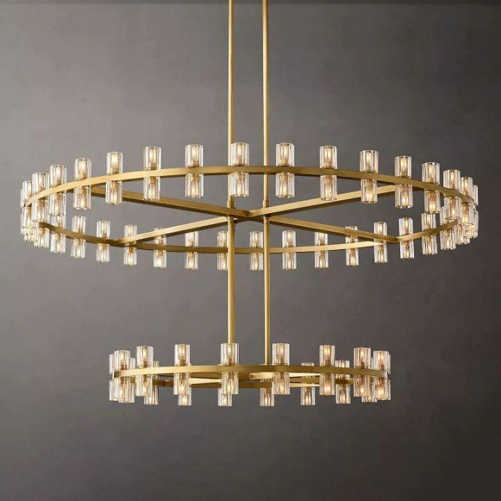 Arcachon Round 2-Tier Chandelier 60" For Dining Room Kitchen island - Dawn Lamps