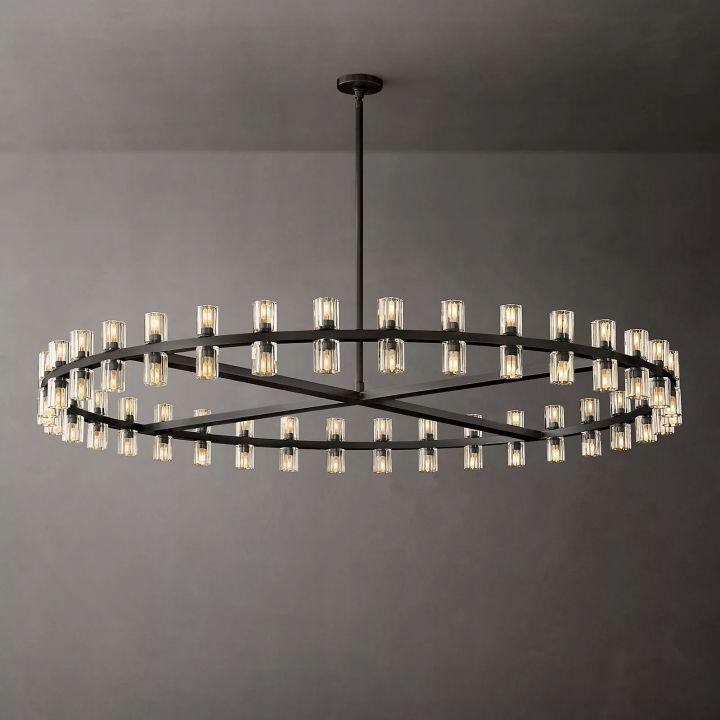 Arcachon Round Glass Chandelier 60" For Living Room - Dawn Lamps
