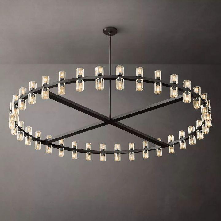 Arcachon Round Glass Chandelier 60" For Living Room - Dawn Lamps