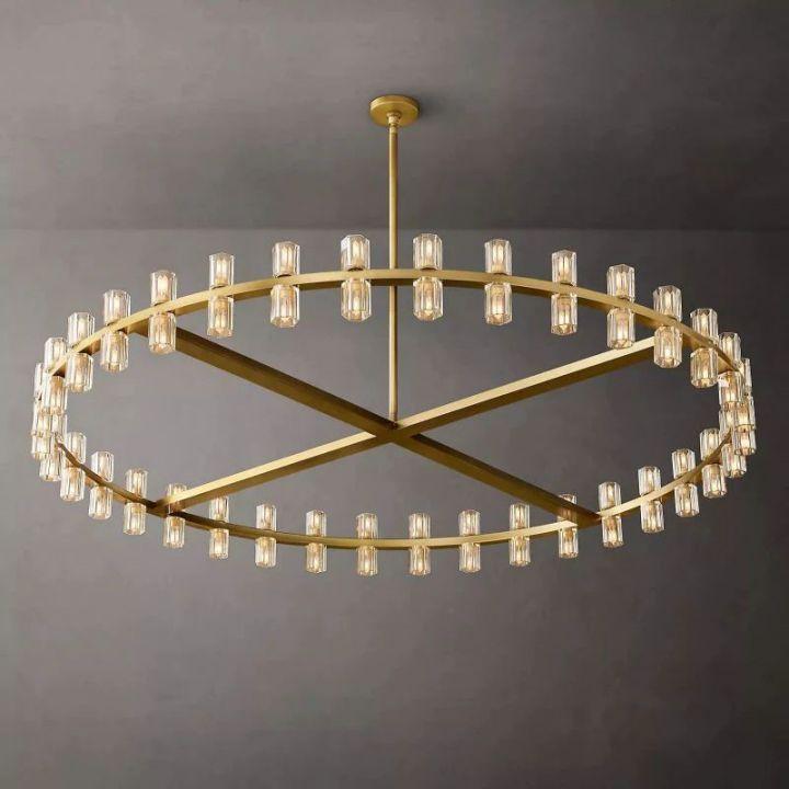 Arcachon Round Glass Chandelier 60" For Living Room - Dawn Lamps