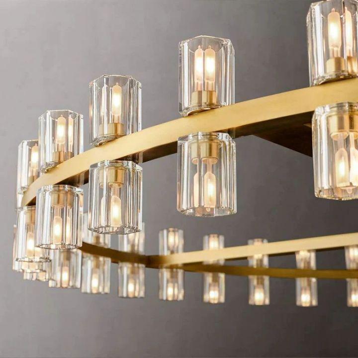 Arcachon Round Glass Chandelier 60" For Living Room - Dawn Lamps