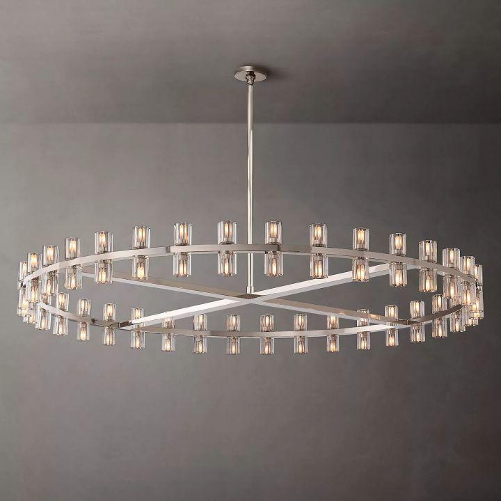 Arcachon Round Glass Chandelier 60" For Living Room - Dawn Lamps