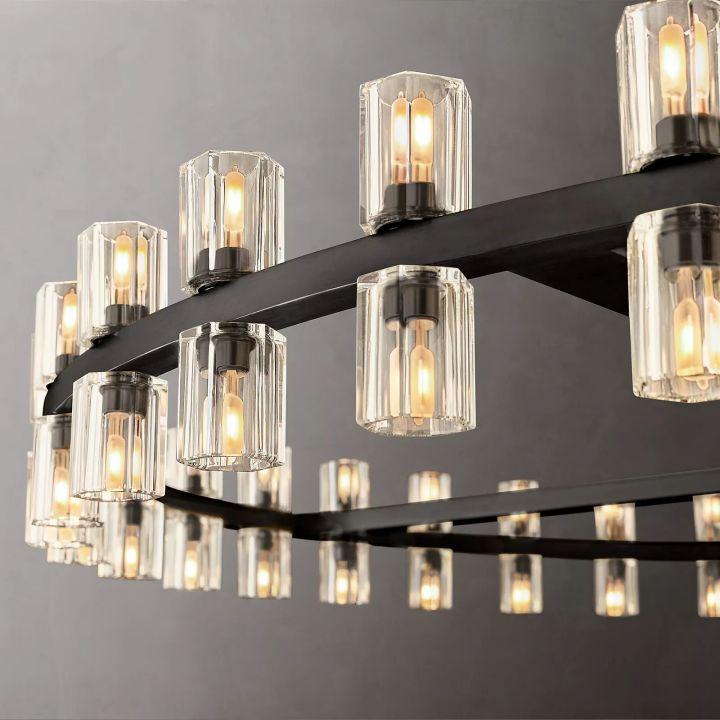Arcachon Round Glass Chandelier 60" For Living Room - Dawn Lamps