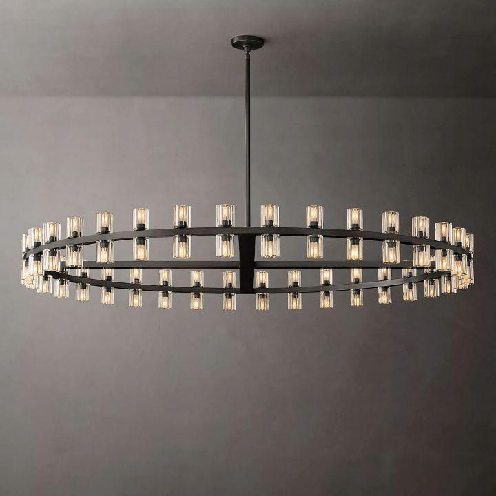 Arcachon Round Glass Chandelier 60" For Living Room - Dawn Lamps