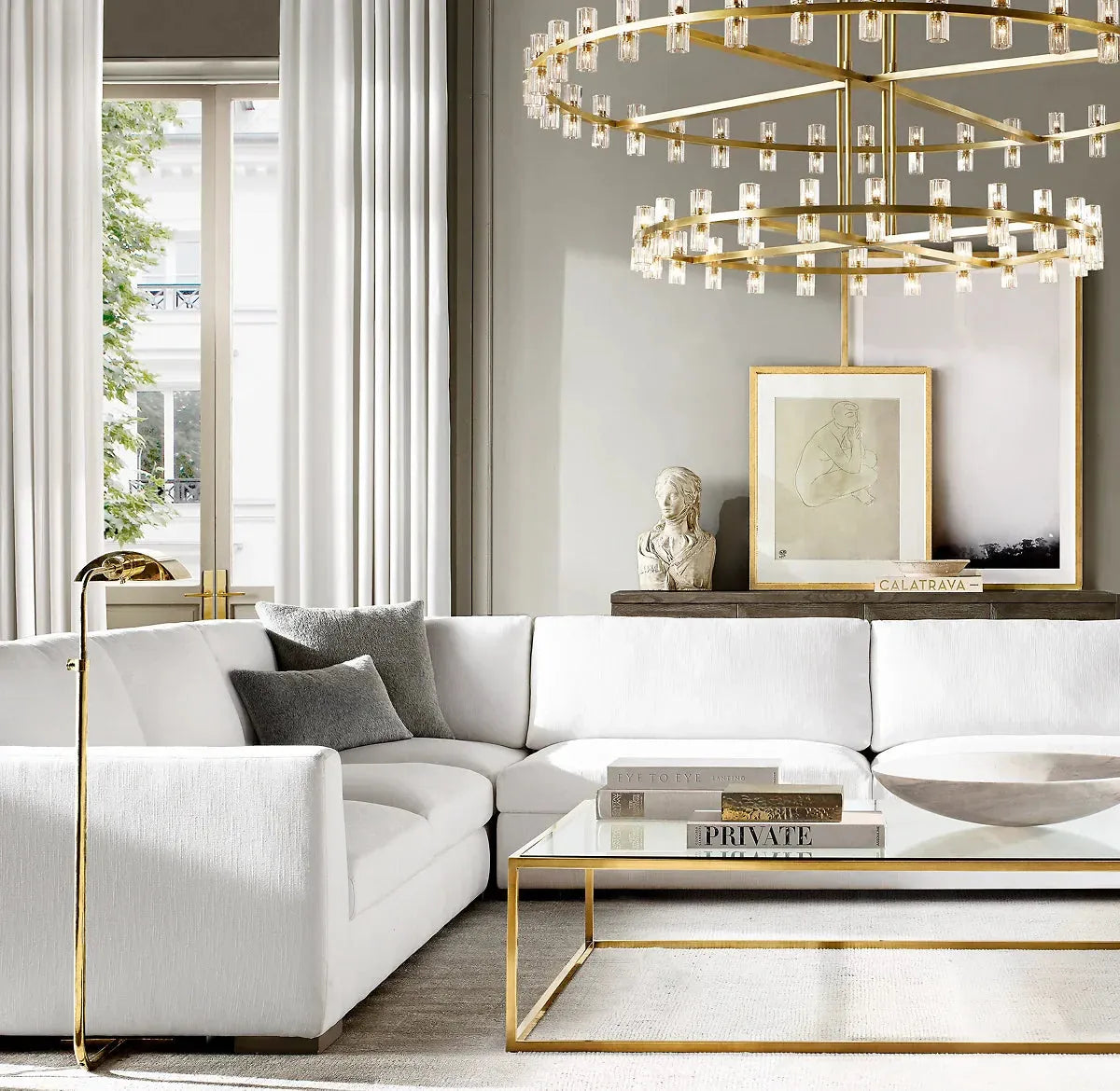 Arcachon Round 2-Tier Chandelier 60" For Dining Room Kitchen island - Dawn Lamps