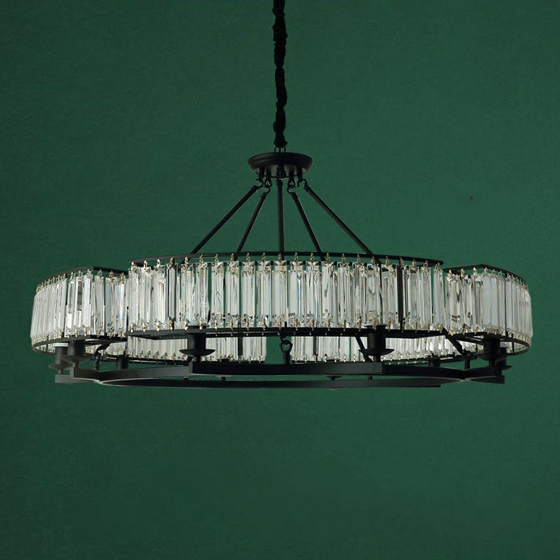 Decorative 6/ 8/ 10/ 12-Light Crystal Ceiling Chandelier Triangular Prism Island Light Fixture Metal Shade for Living Room-Dawn Lamps