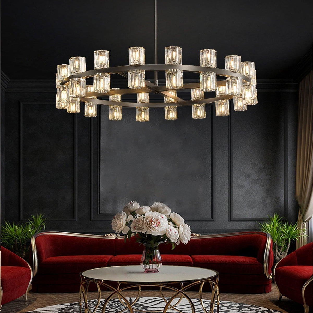 Arcachon Crystal Round Chandelier 36" - Dawn Lamps