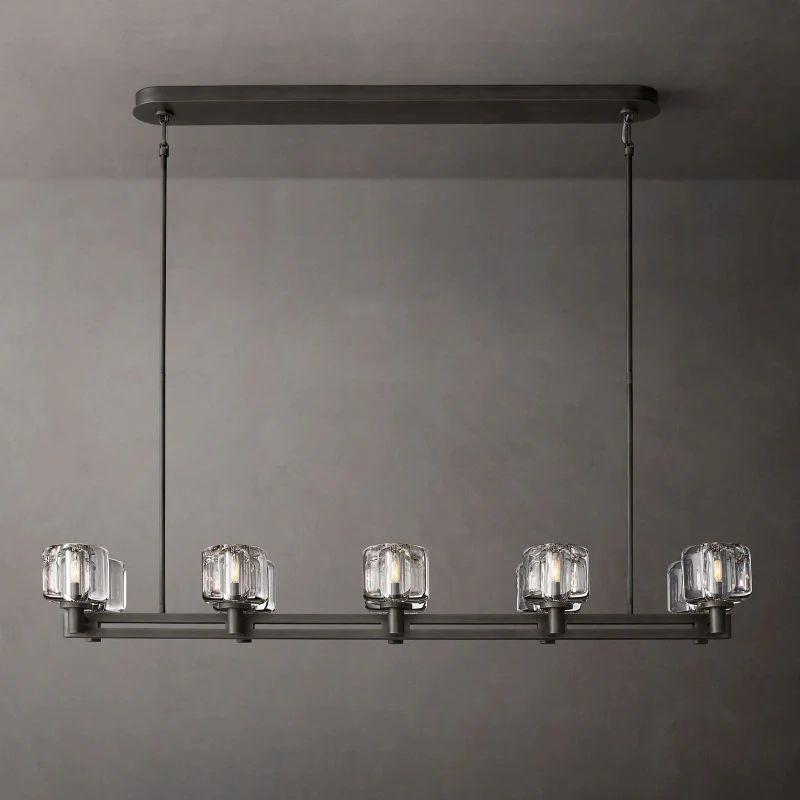 Demaret Crystal Double Linear Chandelier 54'' - Dawn Lamps