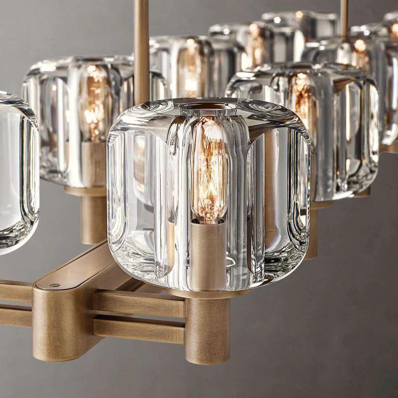 Demaret Crystal Double Linear Chandelier 54'' - Dawn Lamps