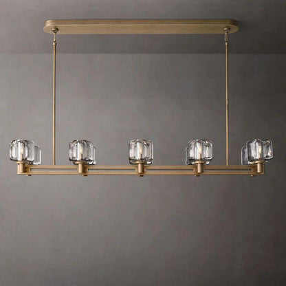 Demaret Crystal Double Linear Chandelier 54'' - Dawn Lamps
