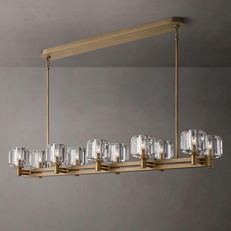 Demaret Crystal Double Linear Chandelier 54'' - Dawn Lamps