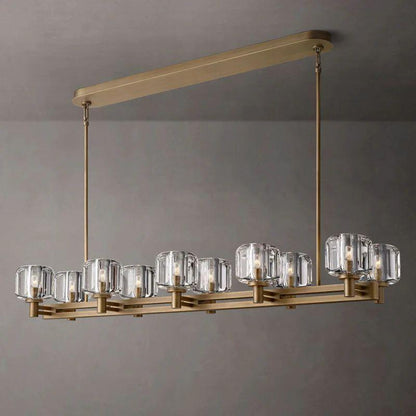 Demaret Crystal Double Linear Chandelier 54'' - Dawn Lamps