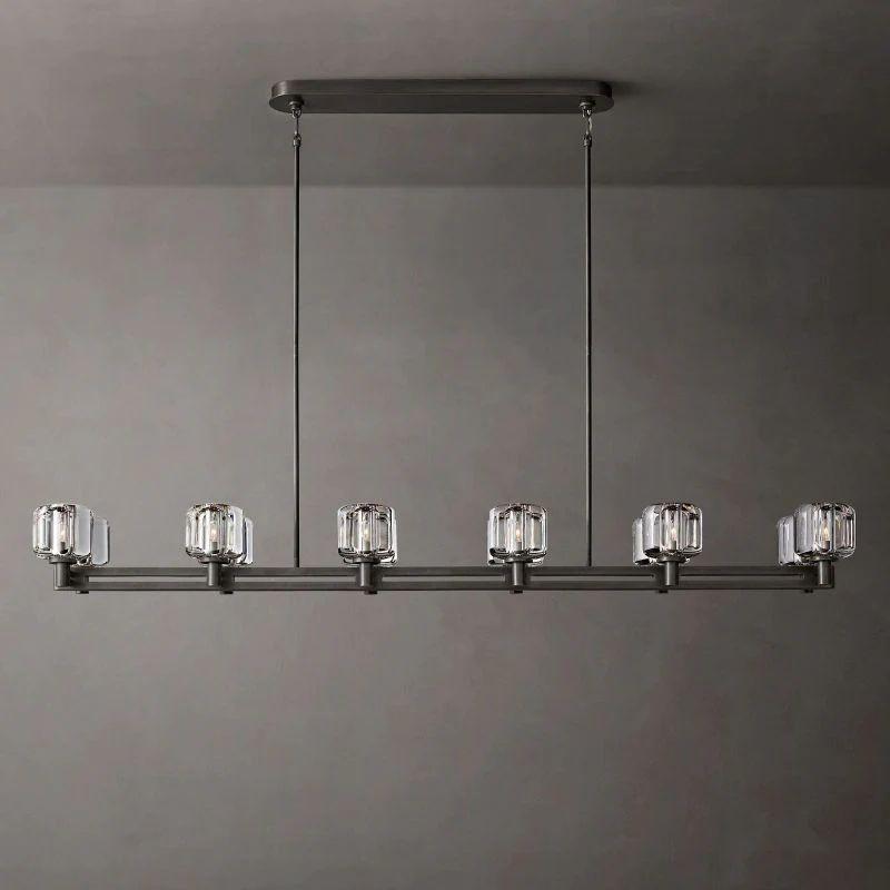 Demaret Crystal Double Linear Chandelier 72'' - Dawn Lamps