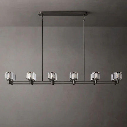 Demaret Crystal Double Linear Chandelier 72'' - Dawn Lamps