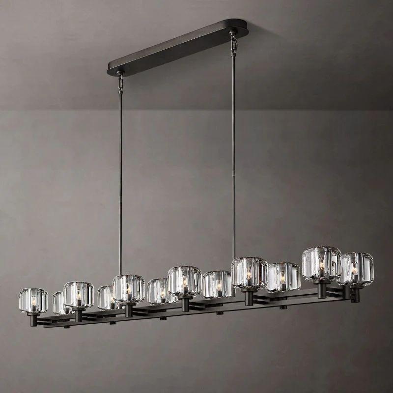 Demaret Crystal Double Linear Chandelier 72'' - Dawn Lamps