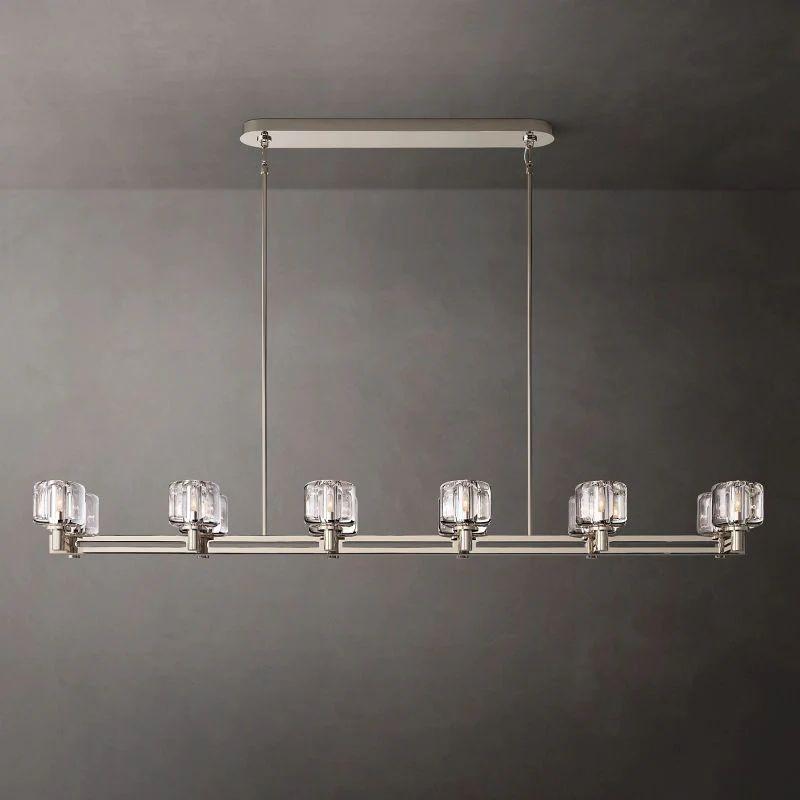 Demaret Crystal Double Linear Chandelier 72'' - Dawn Lamps
