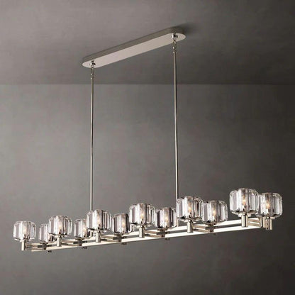 Demaret Crystal Double Linear Chandelier 72'' - Dawn Lamps