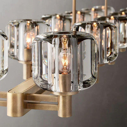 Demaret Crystal Double Linear Chandelier 72'' - Dawn Lamps