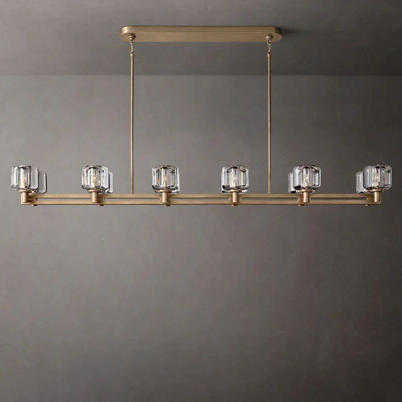 Demaret Crystal Double Linear Chandelier 72'' - Dawn Lamps