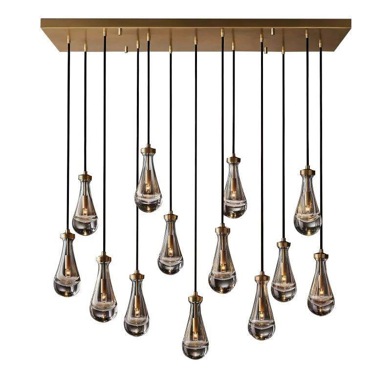 Rain Glass Modern Rectangular Chandelier 54" - Dawn Lamps