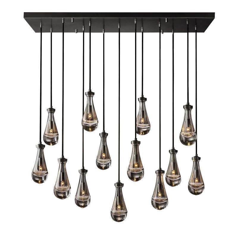 Rain Glass Modern Rectangular Chandelier 54" - Dawn Lamps