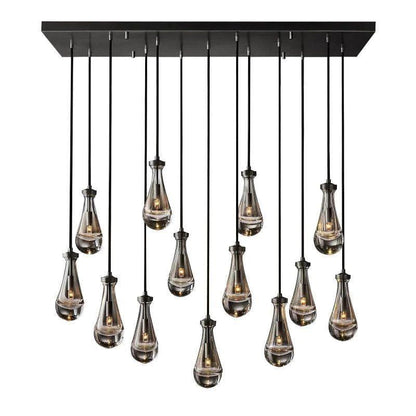 Rain Glass Modern Rectangular Chandelier 54" - Dawn Lamps