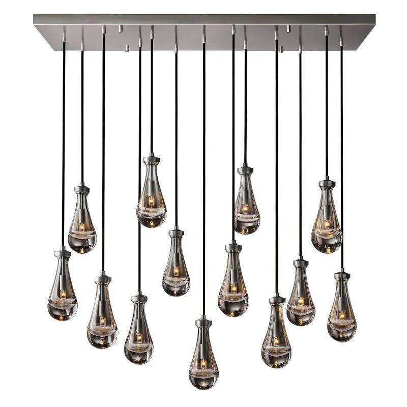 Rain Glass Modern Rectangular Chandelier 54" - Dawn Lamps