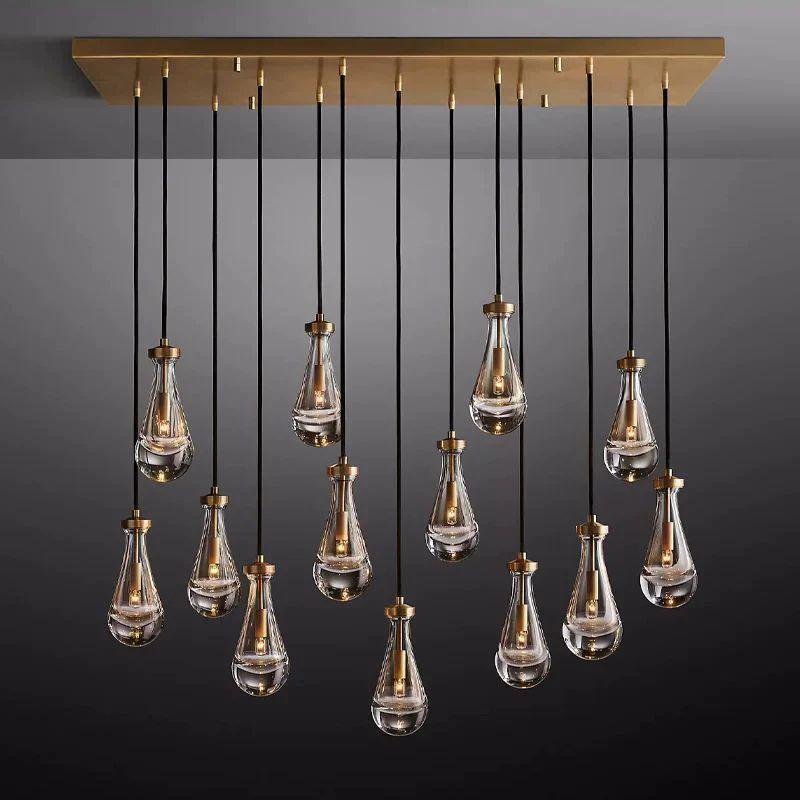Rain Glass Modern Rectangular Chandelier 54" - Dawn Lamps
