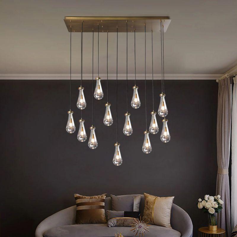 Rain Glass Modern Rectangular Chandelier 54" - Dawn Lamps