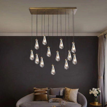 Rain Glass Modern Rectangular Chandelier 54" - Dawn Lamps