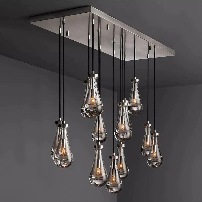 Rain Glass Modern Rectangular Chandelier 54" - Dawn Lamps