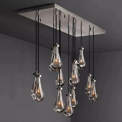 Rain Glass Modern Rectangular Chandelier 54" - Dawn Lamps