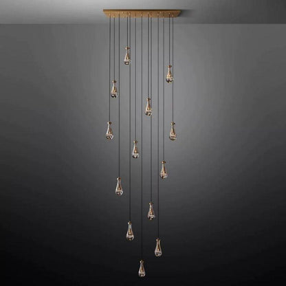 Rain Glass Modern Rectangular Chandelier 54" - Dawn Lamps